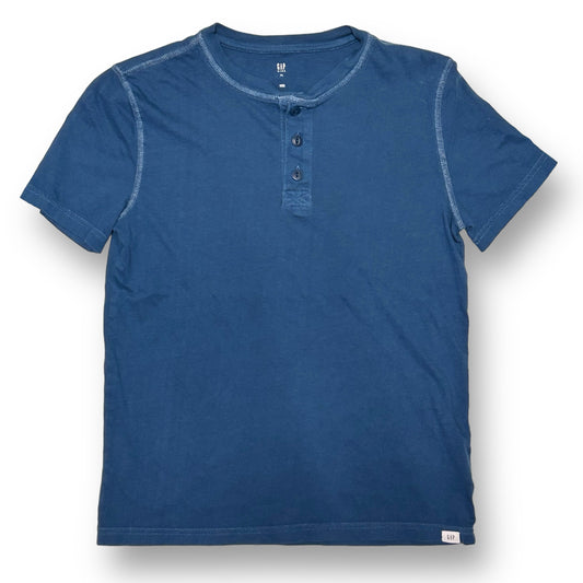 Boys Gap Size XL 12 Teal Blue Short Sleeve Button Henley Shirt