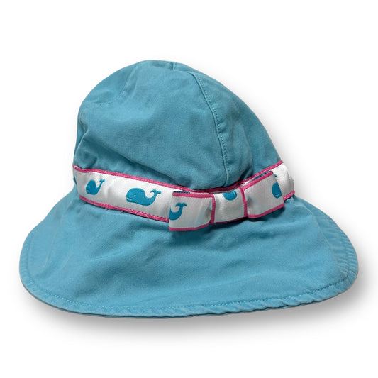 Janie and Jack Size 12-24 Months Teal Whale Ribbon Baby / Toddler Girl Sun Hat