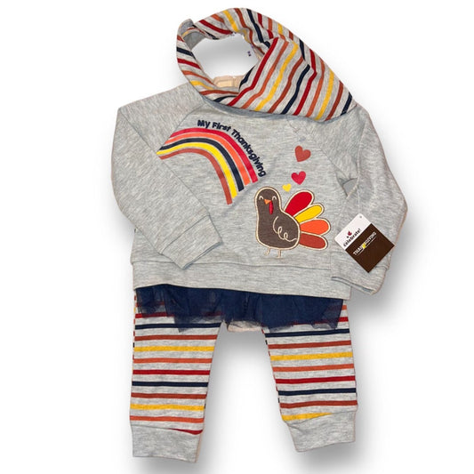 Girls Size 12 Months Striped Thanksgiving 3-Pc Outfit