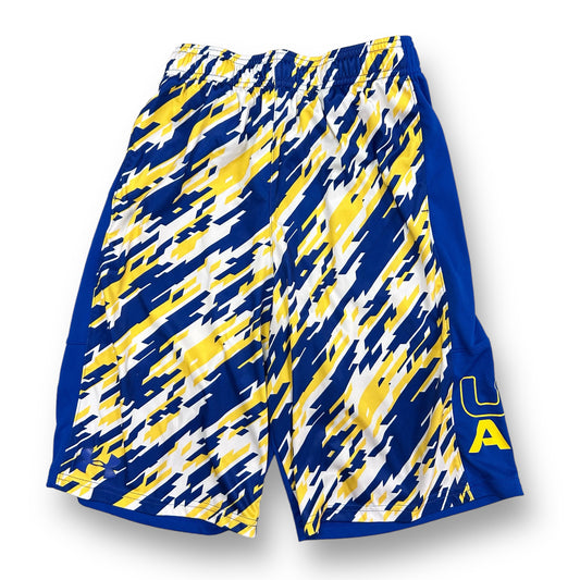 Boys Under Armour Size YLG 12/14 Blue & Yellow Loose Fit Athletic Shorts