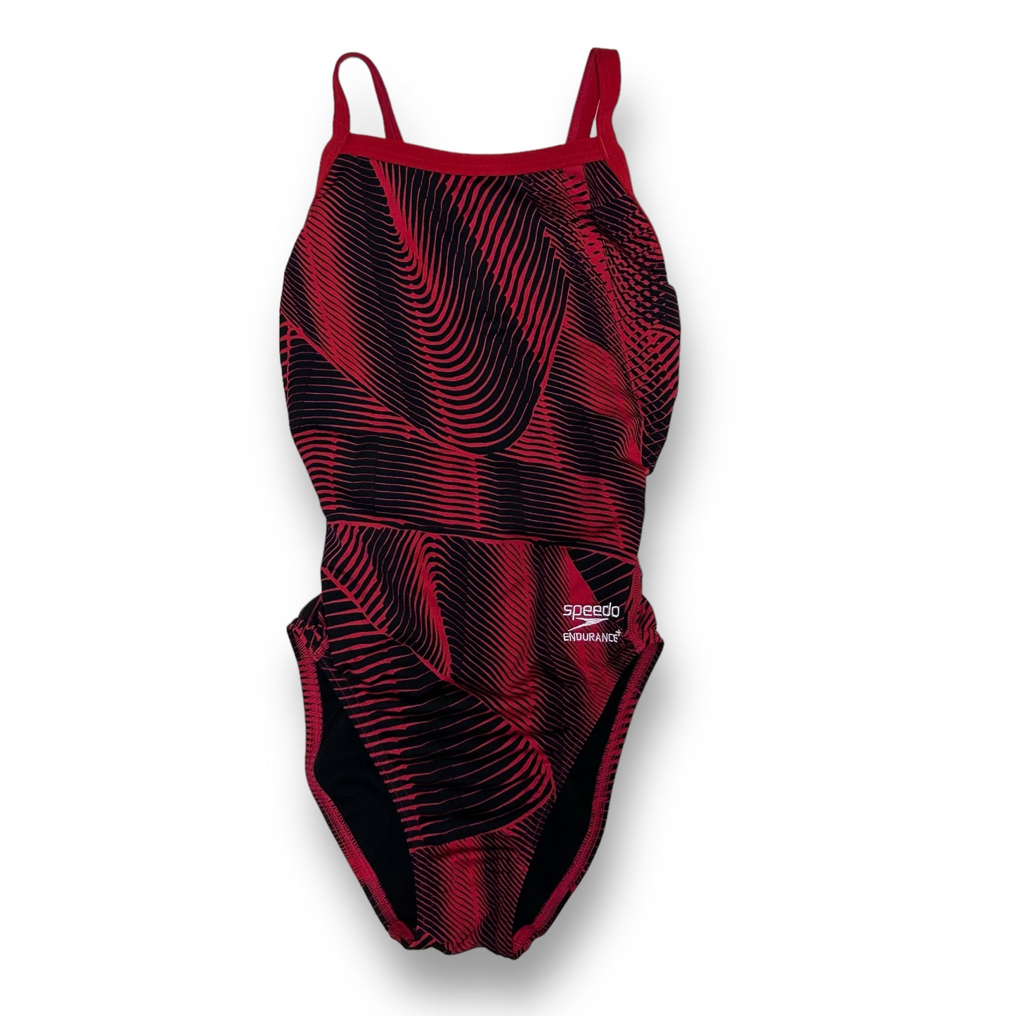 Girls Speedo Size 22 (10/12) Red & Black Endurance Sport Swimsuit