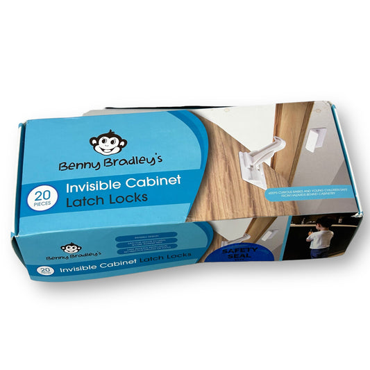 Benny Bradley's Invisible Baby Proofing Cabinet Latch Locks (20 Pack)