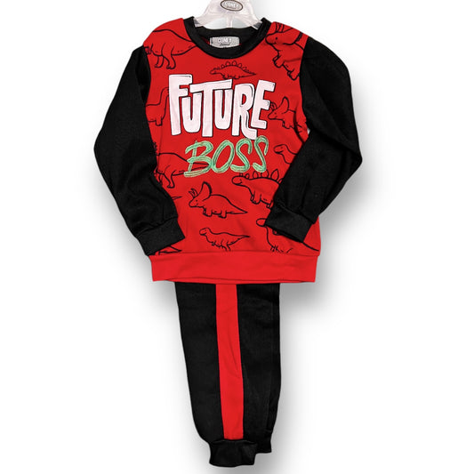 NEW! Boys Size 2T Black & Red Future Boss Dino 2-Pc Sweatshirt & Sweatpants Set
