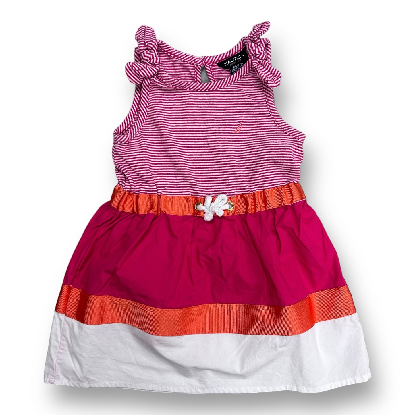 Nautica Toddler Girls Size 2T Pink Orange and White Sleeveless Dress