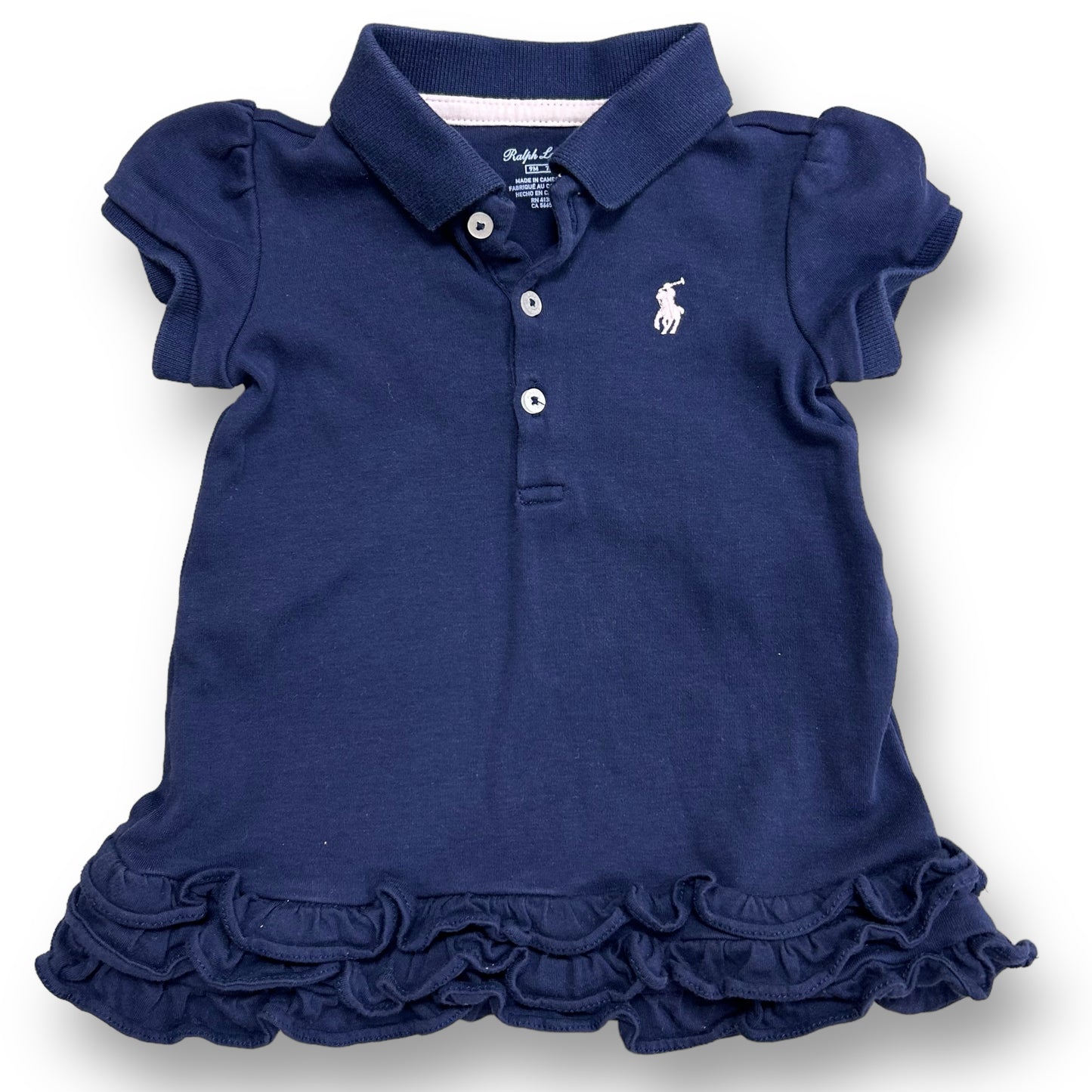 Girls Ralph Lauren Size 9 Months Navy Short Sleeve Knit Dress