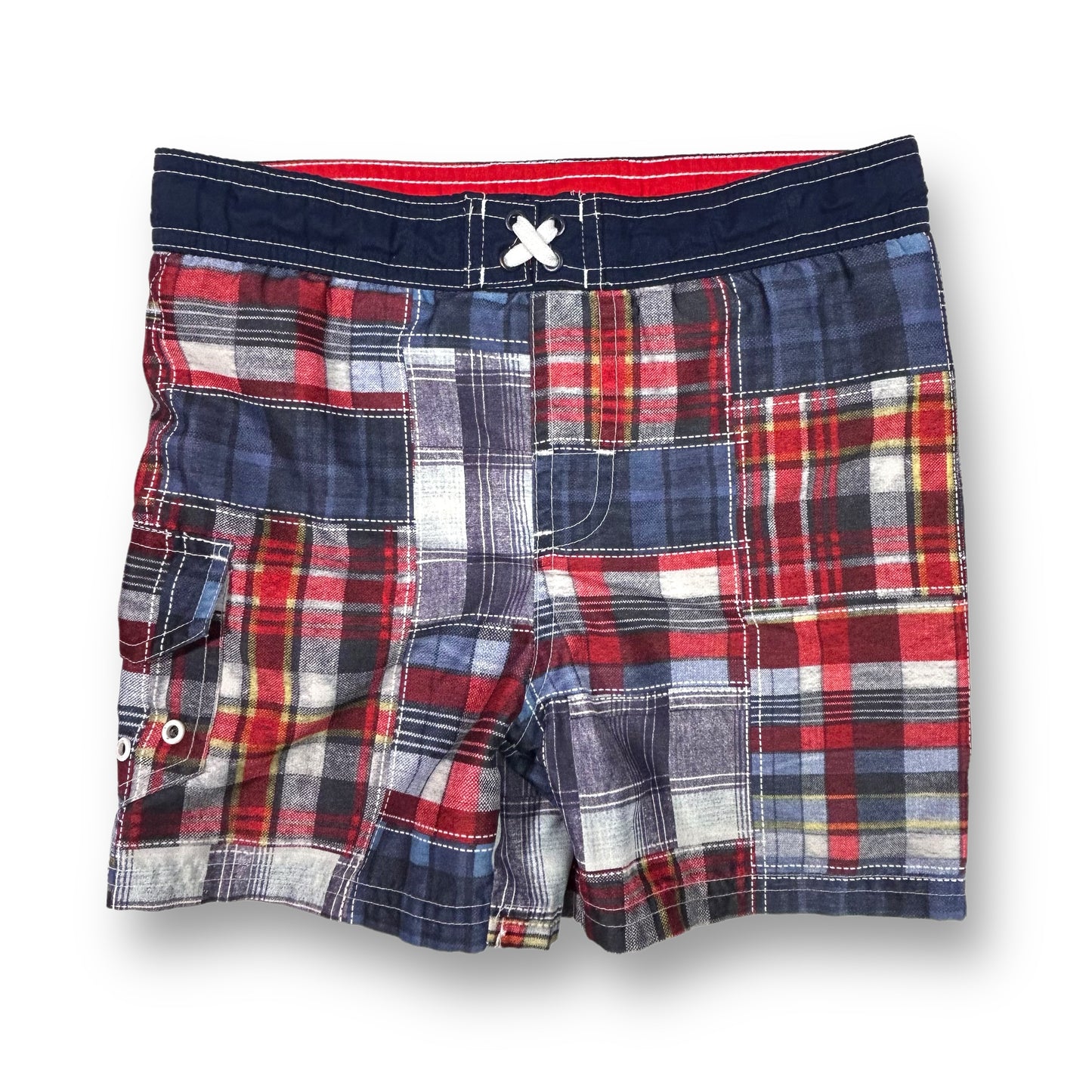 Boys Circo Size 3T Red/Navy Plaid Swim Trunks