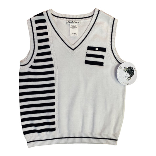 NEW! Boys Sarah Louise Size 6 White Boutique Knit Sweater Vest