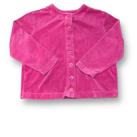 Girls Hanna Andersson Size 5/110 Pink Velour Long-Sleeve Button Top