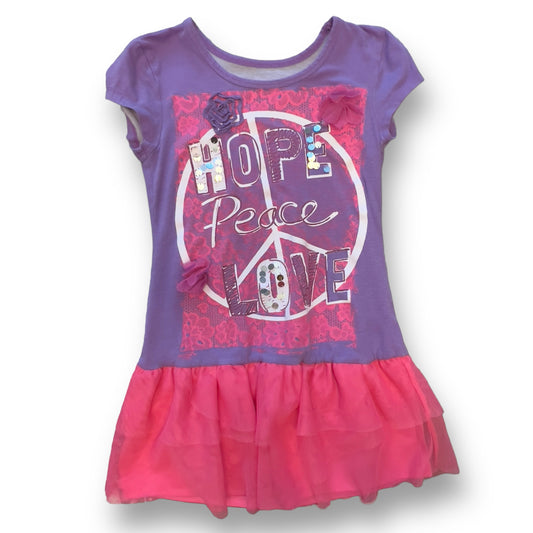 Girls Justice Size 6 Pink & Purple Hope-Peace-Love Tulle Bottom Shirt