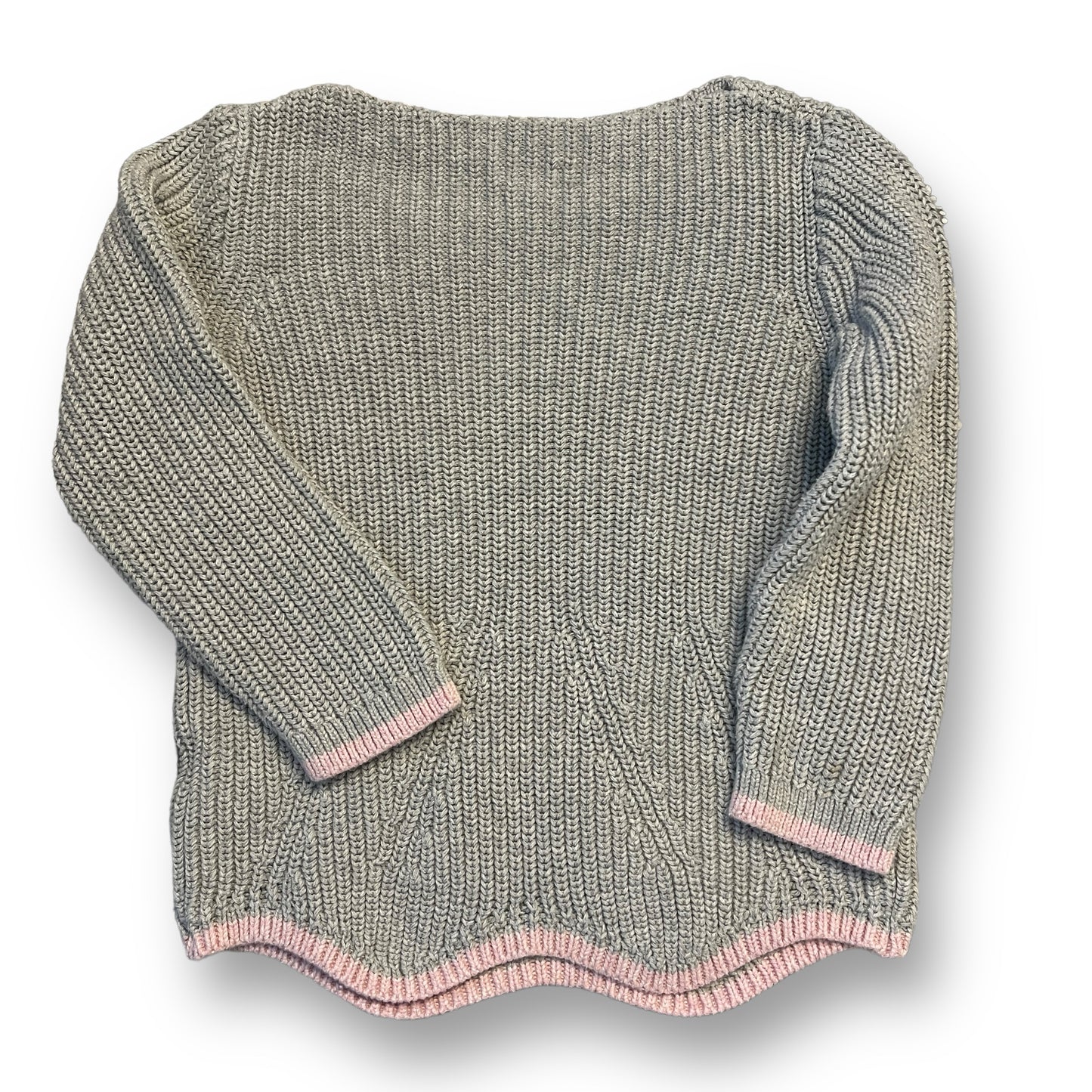 Crewcuts Girls Size 6/7 Top J. Crew Gray and Pink Trim Cable Knit Sweater