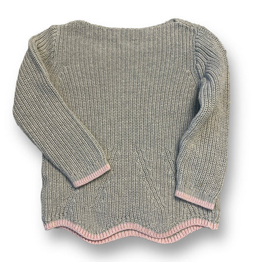 Girls Crewcuts Size 6/7 Gray with Pink Trim Cable Knit Sweater