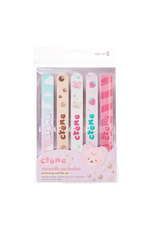 NEW! Creme Smooth As Boba Salon Quality 5-Pack Nail File Set