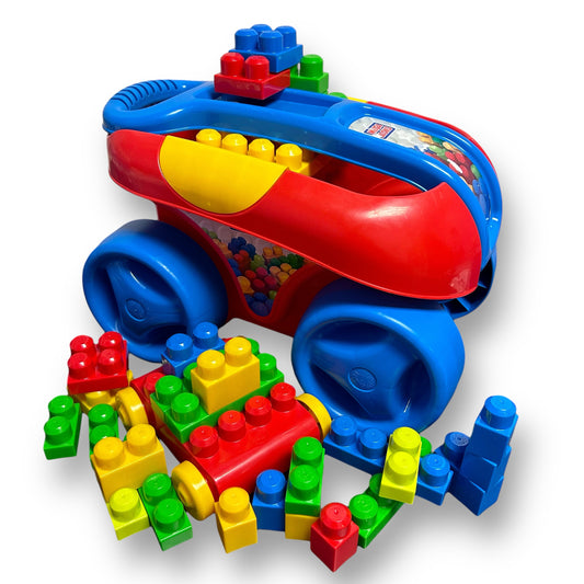 Mega Bloks First Builders Red Wagon, Car, and Blocks Collection