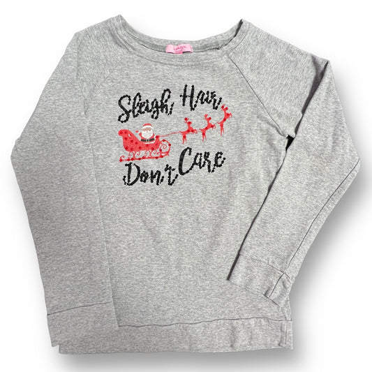 Girls Havengirl Size 10 Gray 'Sleigh Hair Don't Care' Boutique Santa Shirt