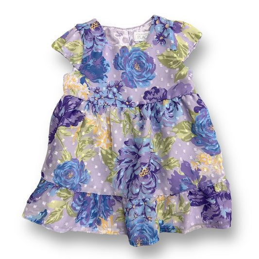 Girls Children's Place Size 9-12 Months Blue & Purple Floral Short Sleeve Dress