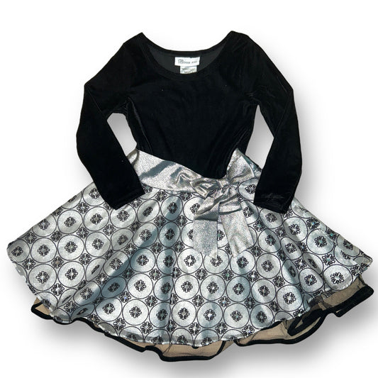 Girls Bonnie Baby Size 4/4T Black & Silver Fancy Shimmer Holiday Dress