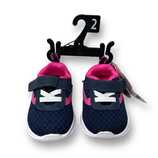 NEW! Wonder Nation Baby Girl Size 2 Navy & Pink Easy-On Sneakers