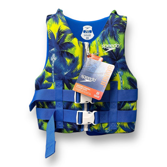 NEW! Speedo Size Youth Blue Print Life Vest, 50-90 Lbs
