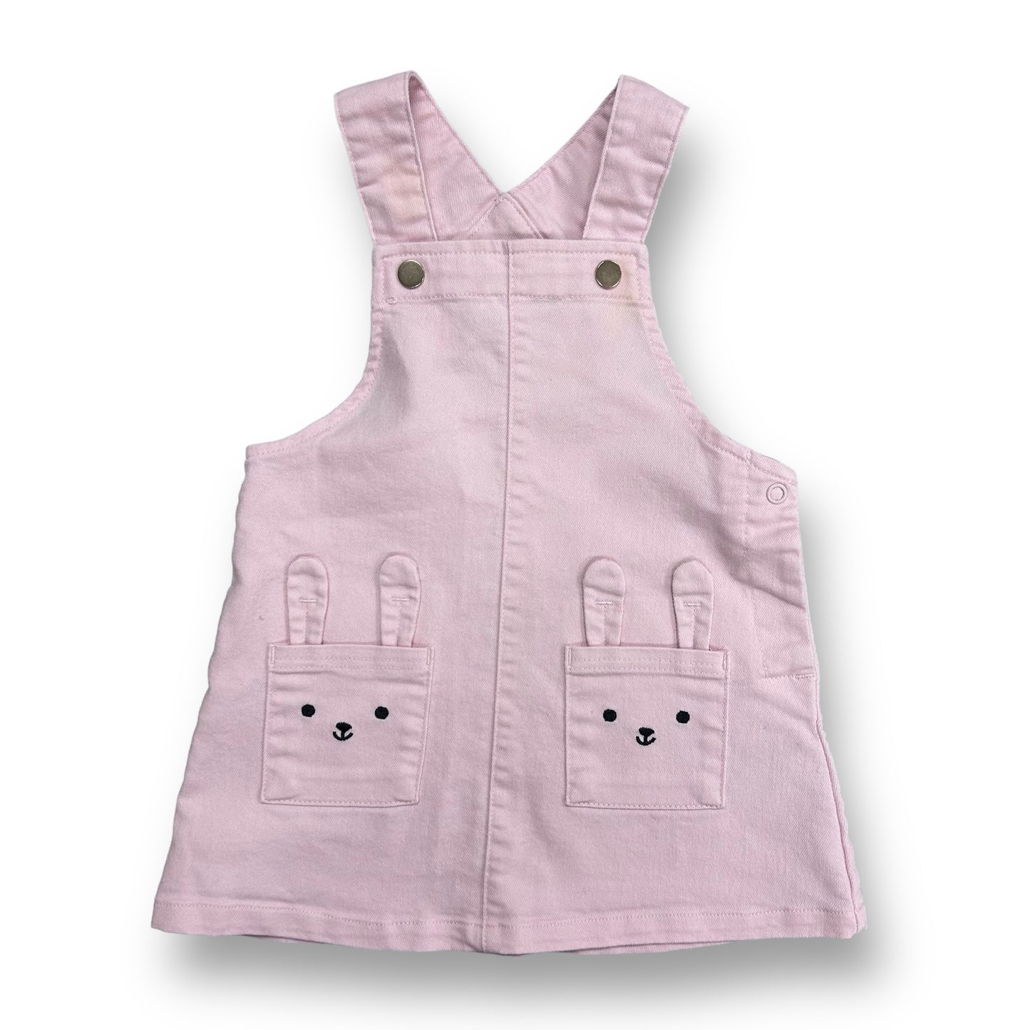 H&M Baby Girl Dress Size 6-9 Months Pale Pink Bunny Jumper with Pockets