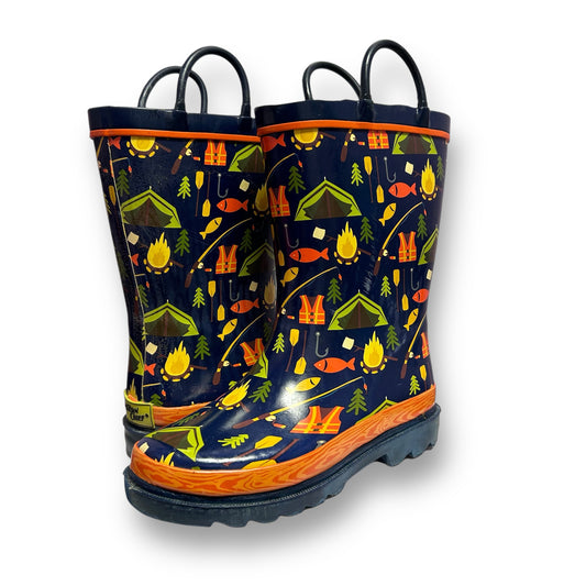 Western Chief Big Boy Size 12 Navy Camping Print Pull-On Rain Boots