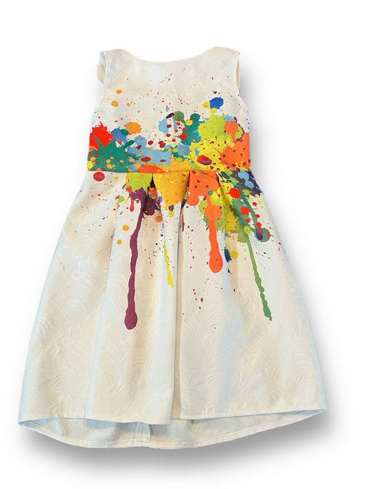 Girls 21Kids Size 6 White Paint Splatter Sleeveless Dress