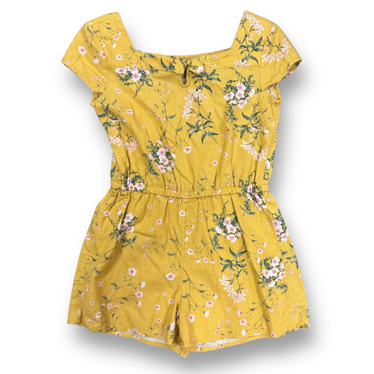 Girls Old Navy Size 10/12 Yellow Floral Print Linen Spring Romper