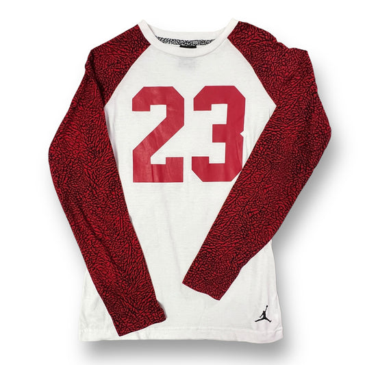 Boys Jordan Size YLG 12-13 Years Red/White Long Sleeve Athletic Tee