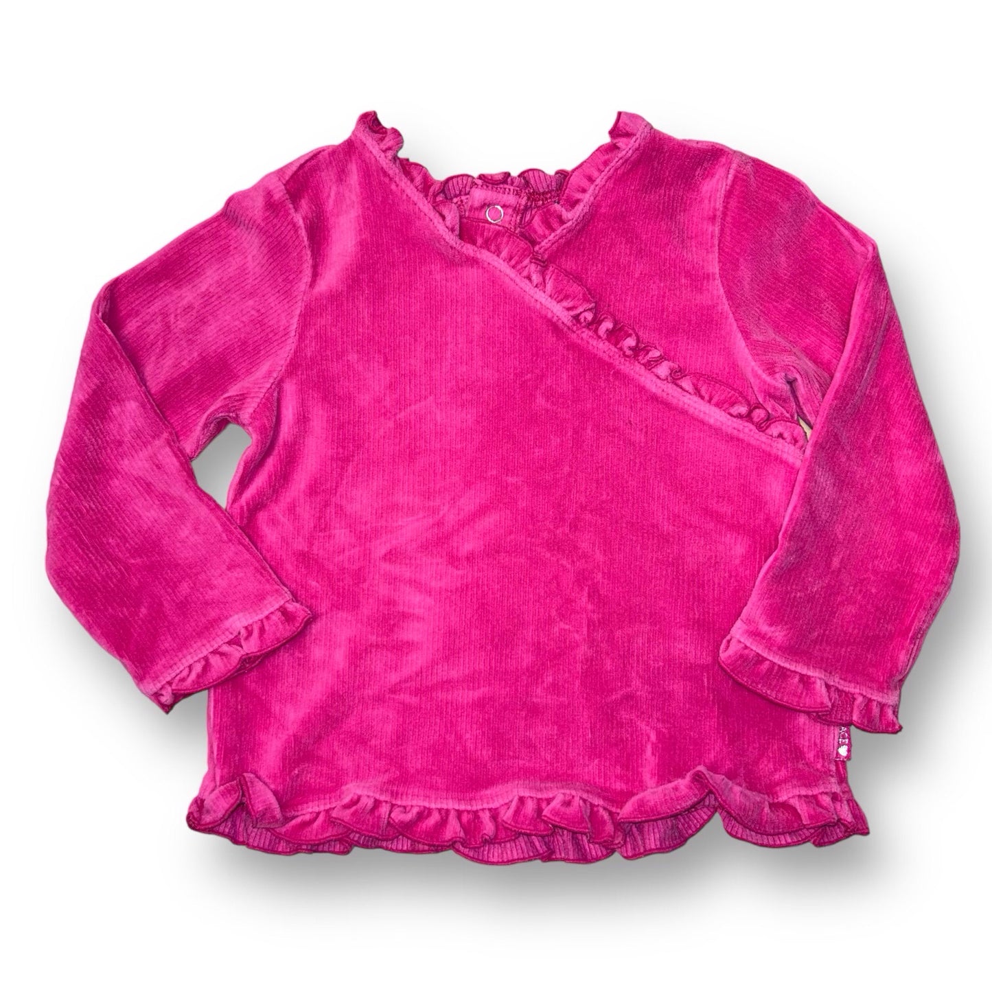 Children's Place Girls Size 4 Pink Velvet Long Sleeve Shirt with Ruffle Accents