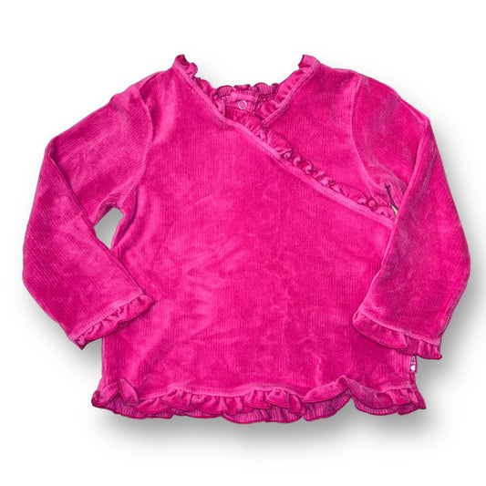 Children's Place Girls Size 4 Pink Velvet Long Sleeve Shirt with Ruffle Accents