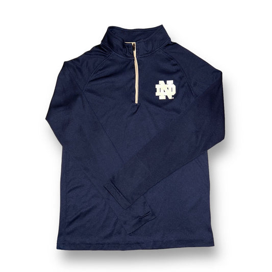 Girls Notre Dame Size 8/10 Navy Half-Zip Athletic Shirt