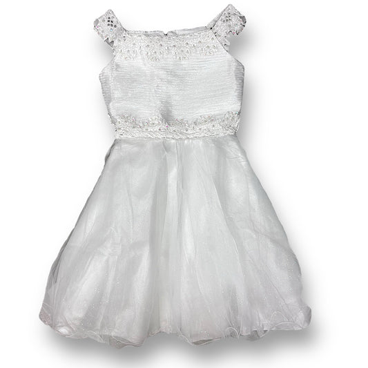 NEW! Girls Size 6/7 White Beaded Tulle Bottom Communion Dress