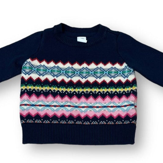 Girls Gap Size 12-18 Months Navy Print Knit Sweater