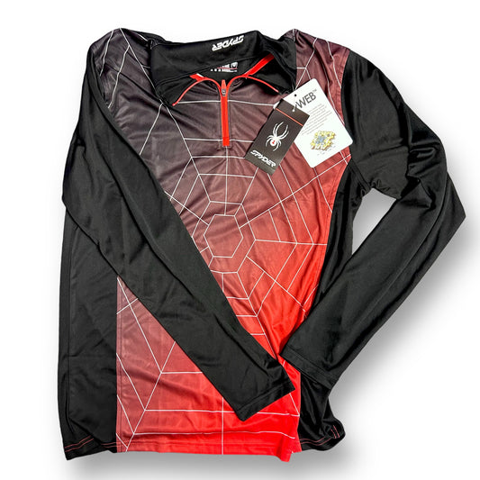 NEW! Boys Spyder Size 14/16 YXL Red/Black Long Sleeve DryWEB Performance Shirt