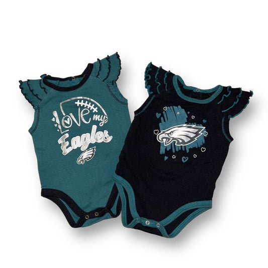 Girls NFL Size 3-6 Months Green/Black 2-Pc Eagles Ruffle Onesies