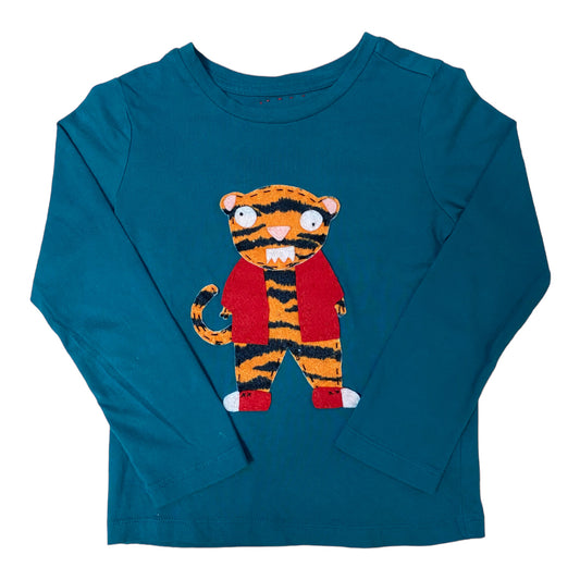 Boys Handcrafted Size 4/5 Teal Tiger Shirt