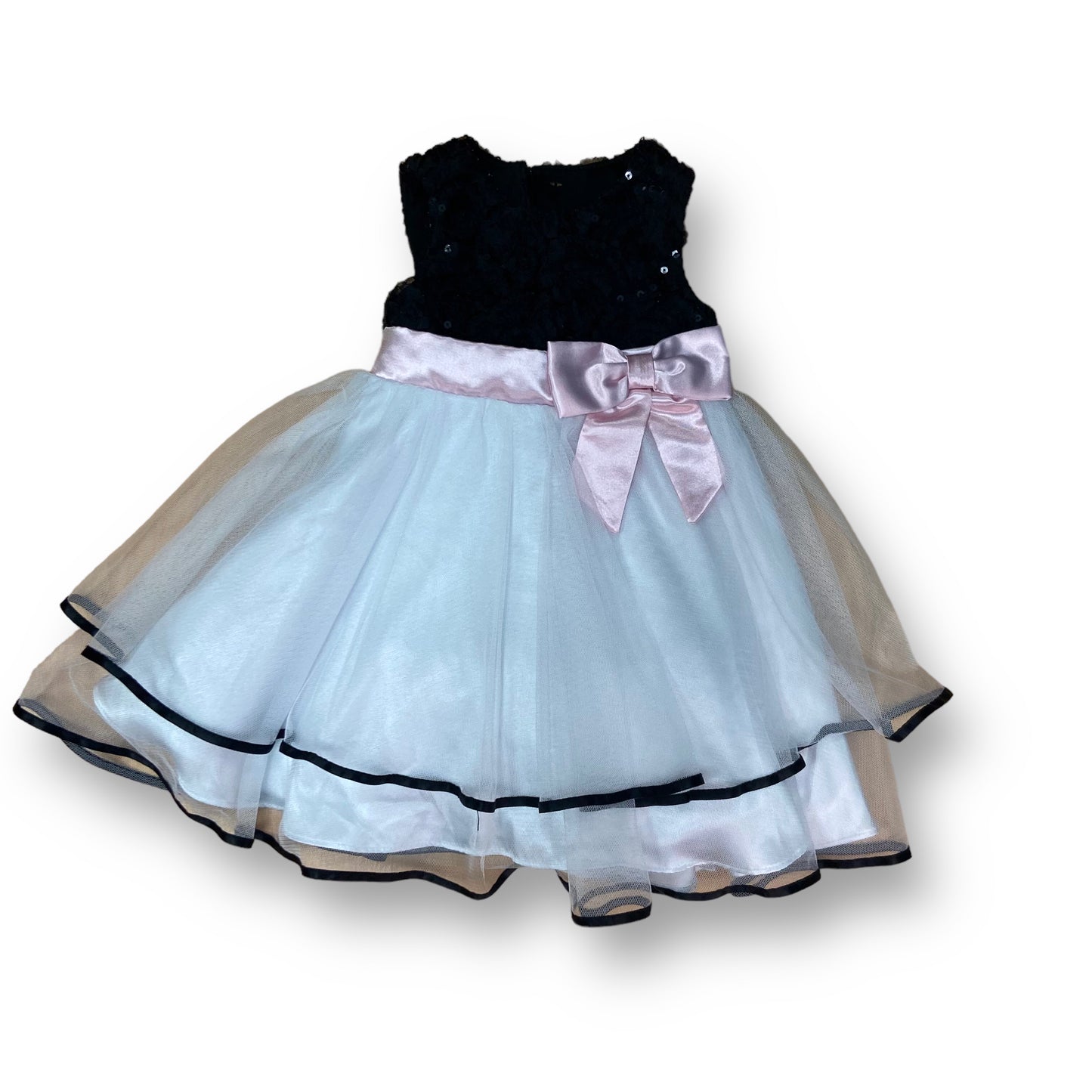 Girls Rare Editions Size 24 Months Black & White Tulle Bottom Dress