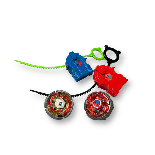 Collection of 2 Metal Beyblades with 2 Launchers