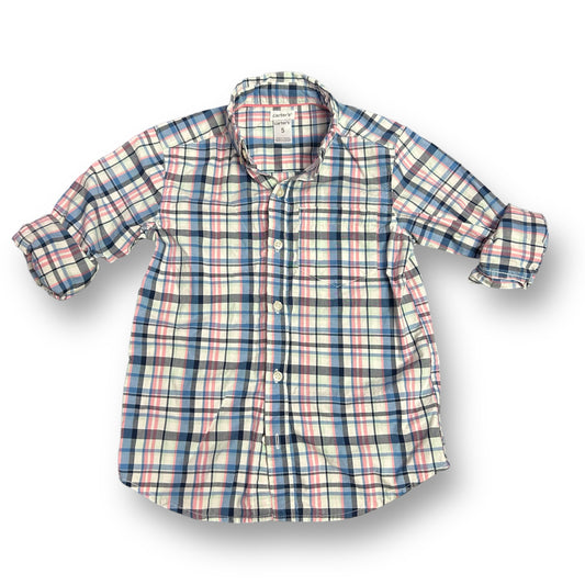 Boys Carter's Size 5 Plaid Rolled Sleeves Button Down Collared Shirt