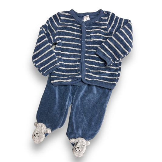 Boys Carter's Size 9 Months Dark Blue Teddy Bear Terry 2-Pc Outfit