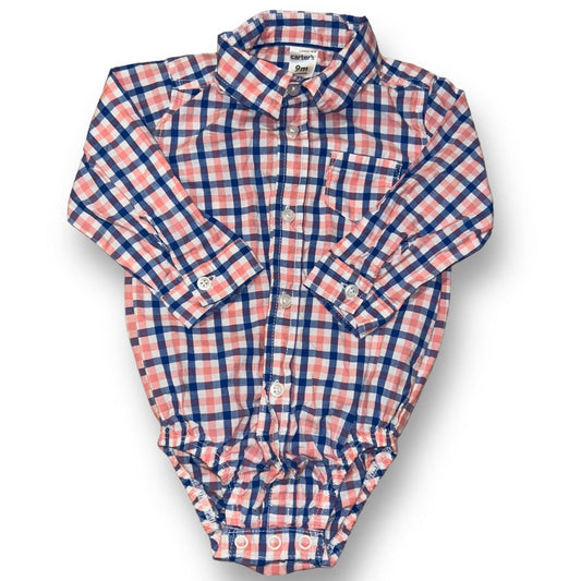 Boys Carter's Size 9 Months Checkered Snap Bottom Collared Bodysuit