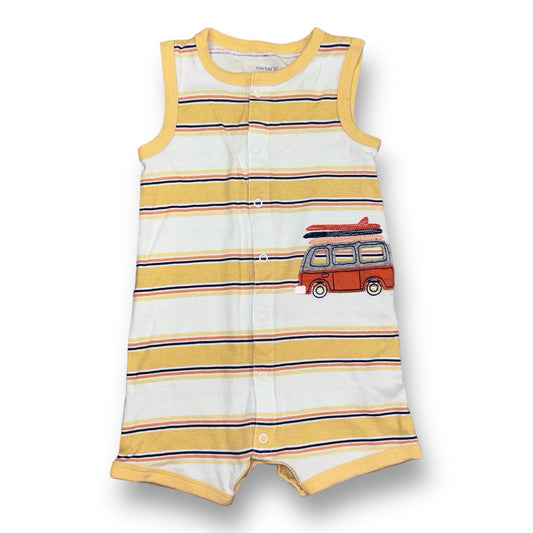 Boys Carter's Size 24 Months White & Yellow Striped Vehicles One-Piece
