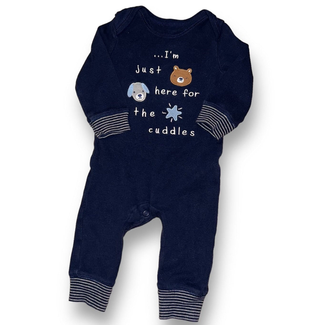 Boys Carter's Size 6 Months Navy Embroidered Snap Bottom One-Piece