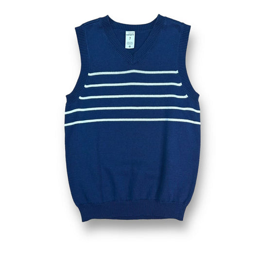 NEW! Boys Carter's Size 7 Navy Striped Sweater Vest