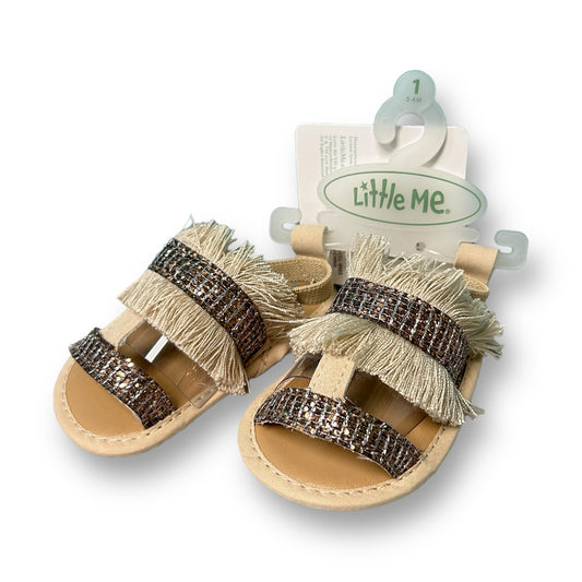 NEW! Little Me Baby Girl Size 0-6 Months Beige Shimmer Sandals