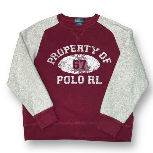 Boys Polo Ralph Lauren Size 10/12 Maroon & Gray Pullover Sweatshirt