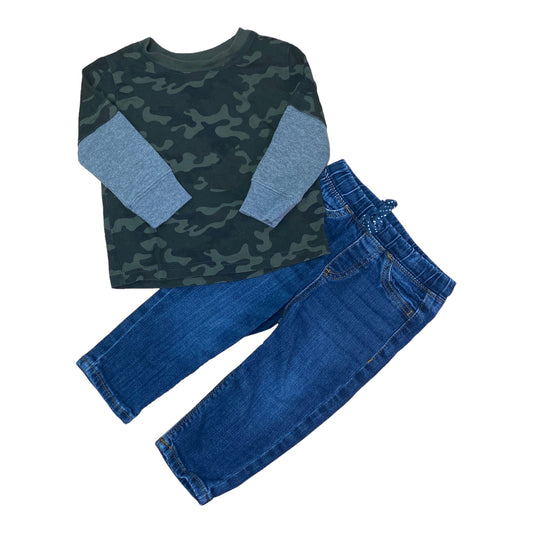 Boys Jumping Beans Size 12 Months Camo & Denim 2-Pc Outfit