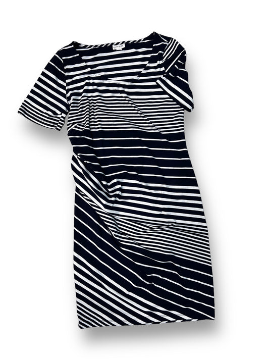A Pea in the Pod Size L Navy & White Striped Stretch Maternity Dress