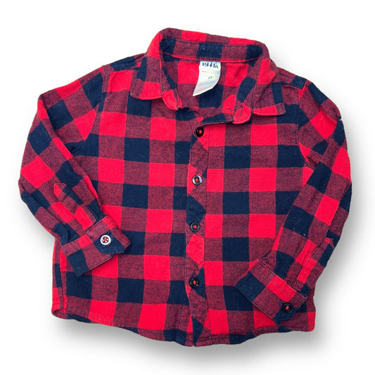 Boys Little Lad Size 2T Navy/Red Plaid Button Down Shirt