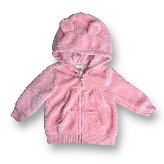 Girls Carter's Size 3 Months Peach Faux Fur Teddy Bear Hoodie