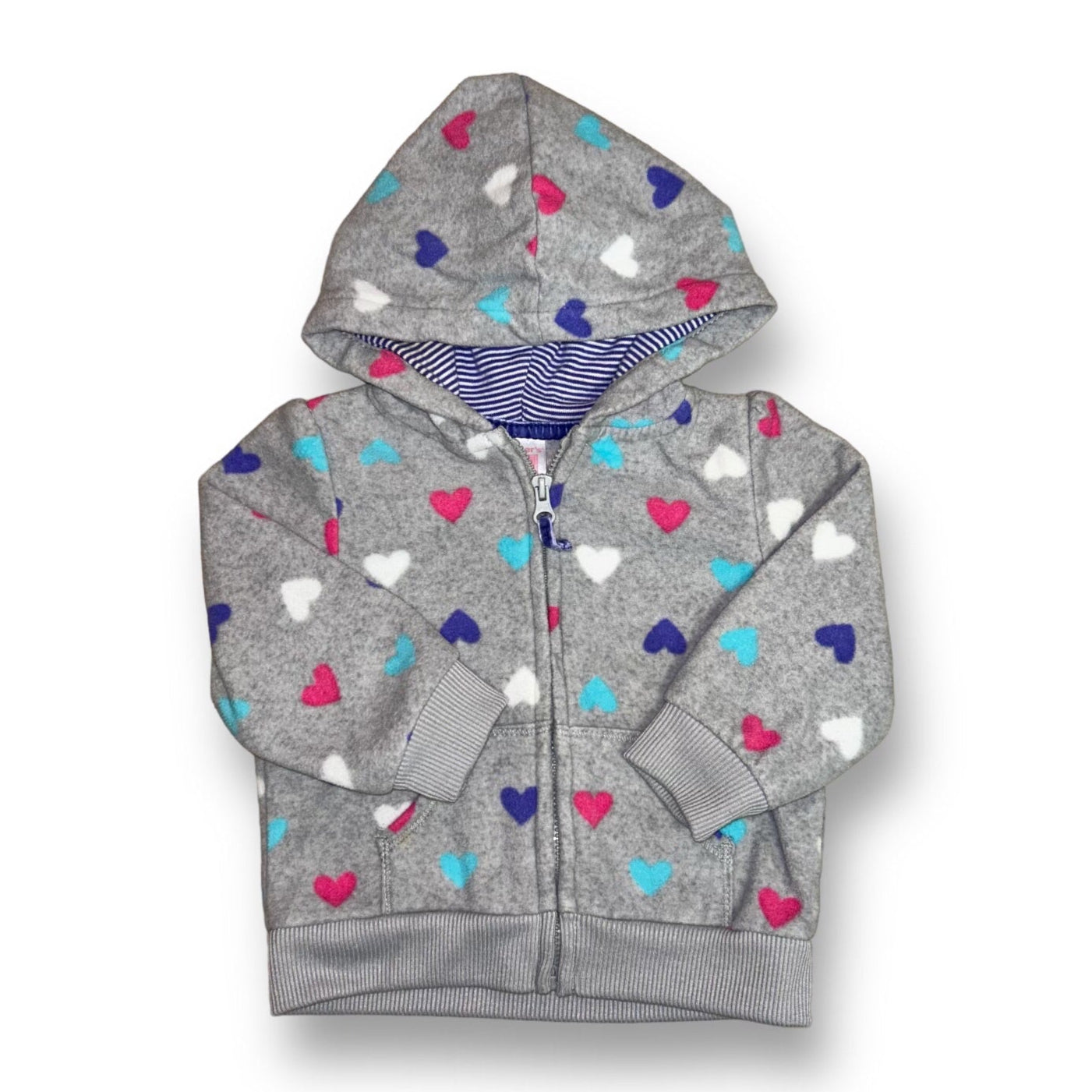 Girls Carter's size 9 months gray fleece hoodie with heart print
